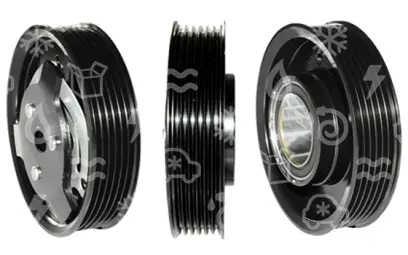 spojka pro kompresor DELPHI, AUDI / SKODA / SEAT / VW – prům. 110 mm, PV6, 12V, 35x55x20 mm